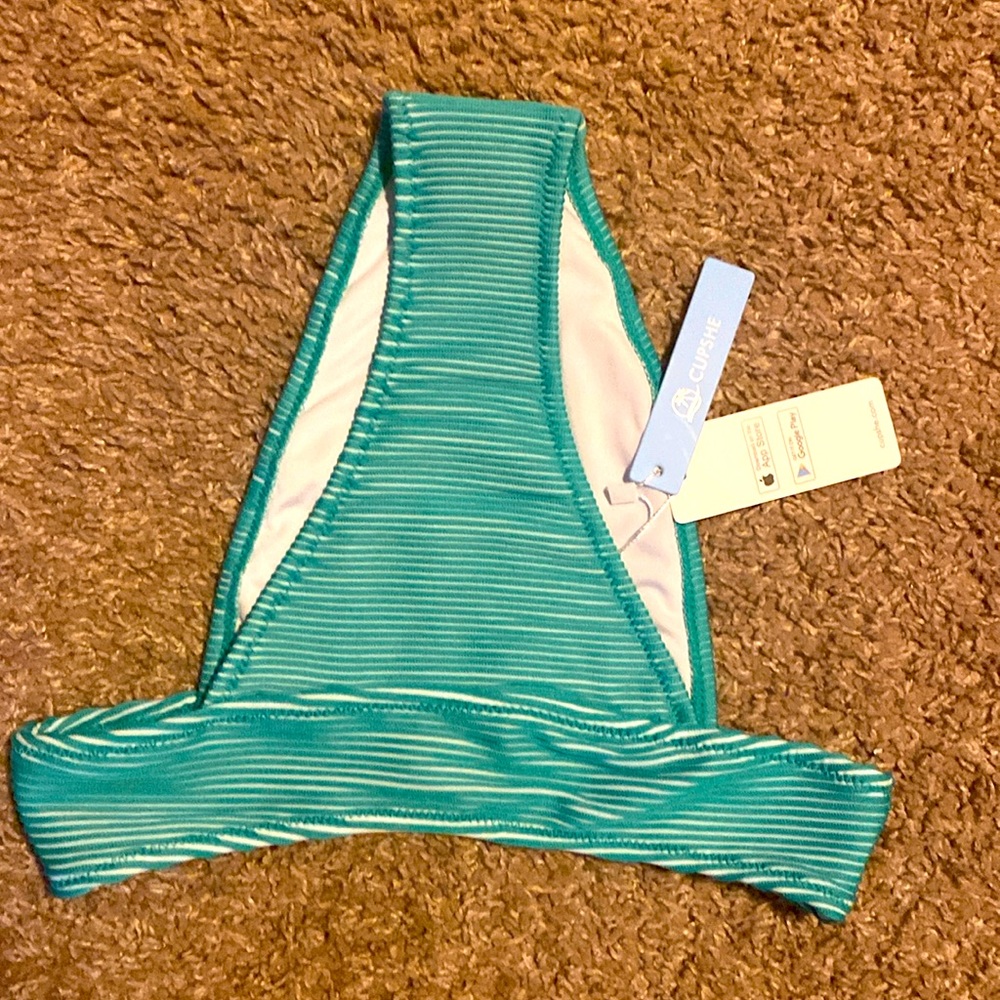 CUPSHE NWT!Beautiful teal & white striped/ribbed bikini bottom.Paired w/any top!